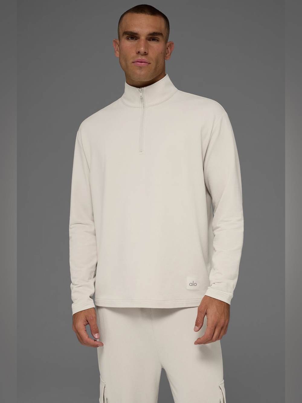 Men’s Alo Double Take Longsleeve 1/4 Zip Medium Bone